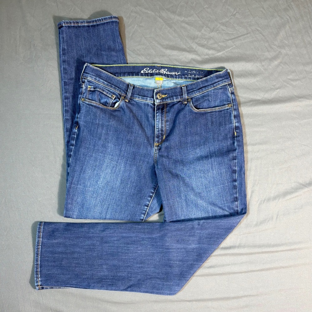 Eddie Bauer Slim Straight Jeans Women Size 12 Special Dye Stretch Denim